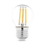 Bec LED filament sferic 2W E27 2700K, clar, Novelite