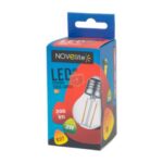 Bec LED filament sferic 2W E27 2700K, clar, Novelite - imagine 2
